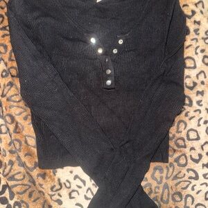 Garage Black Ribbed Knit Top